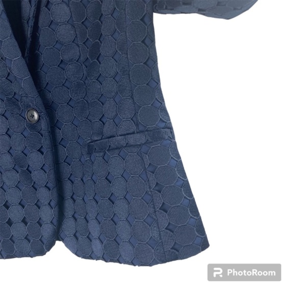 BANANA REPUBLIC Blazer Eyelet Lace Navy Blue- Size 0 - Picture 5 of 8